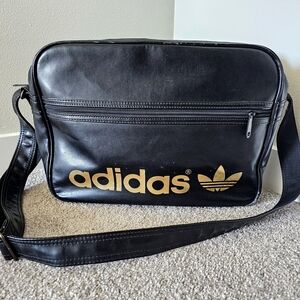 Adidas Black Messenger Bag with Gold Logo